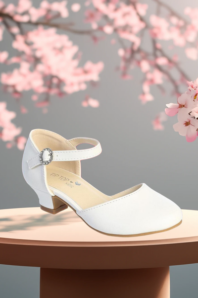 Ivory & White Girls Dress Shoes – Low Heel | Blush Kids