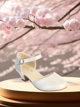 Girls Ivory or White Dress Shoe with Crystal Buckle