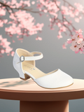 Ivory & White Girls Dress Shoes – Low Heel | Blush Kids