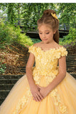 Aurielle Couture Yellow Flower Girl Ball Gown
