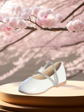 Girls Rhinestone Strap Dress Shoe – White, Ivory, Blush, Black | Blush Kids