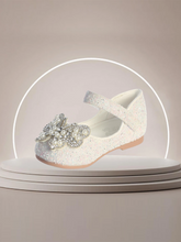 Girls Glitter Butterfly Flats with Pearls - White or Pink | Sizes 1-8