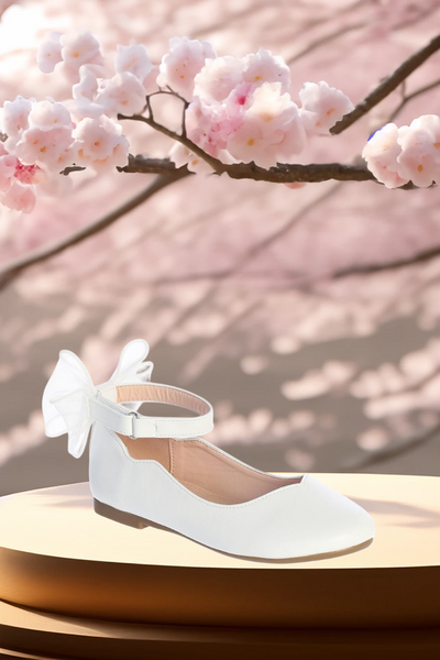 Girls White Dress Shoe with Bow – Communion & Special Occasion