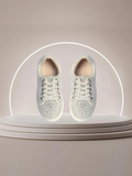 Girls Rhinestone Dress Sneakers – White Sparkle Comfort