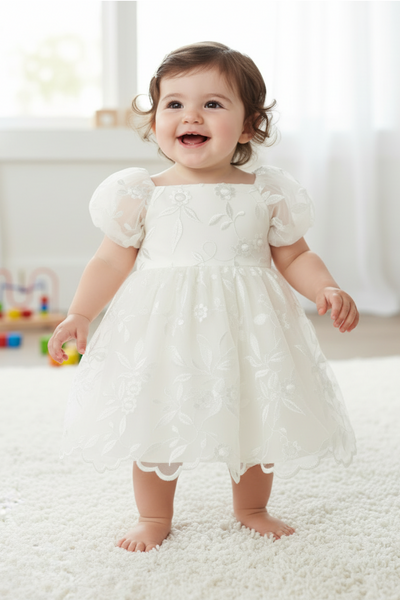 Baby White Flower Girl Dress – Emilia Blossom