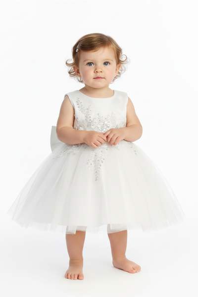 Baby White or Ivory Glitter Flower Girl Dress 6M-24M