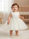 Baby White or Ivory Glitter Flower Girl Dress 6M-24M