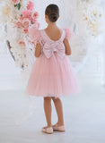 Evangelina Feather Blossom Dress – Blush Couture Girls’ Special Occasion Gown