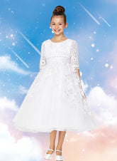 Arabella Lace Tea-Length Dress – Communion & Special Occasion
