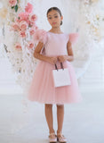 Evangelina Feather Blossom Dress – Blush Couture Girls’ Special Occasion Gown