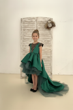 Emerald Couture High Low Pageant Gown with Train