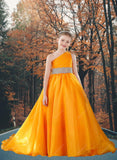 Brydealo Couture One-Shoulder Orange Pageant Dress