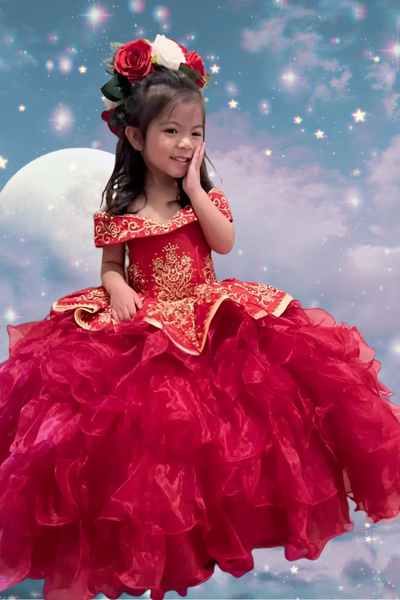Annalisa Girls Off the Shoulder Floor Length Pageant Dress