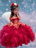 Annalisa Girls Off the Shoulder Floor Length Pageant Dress