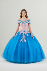 Girls 3D Floral Glitter Tulle Pageant Ballgown