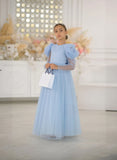Celestina Azure Gown – Blue Tulle Couture Dress for Girls