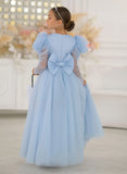 Celestina Azure Gown – Blue Tulle Couture Dress for Girls