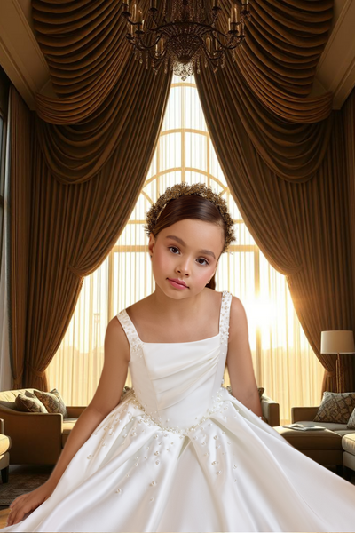 Pentelei Couture Satin & Lace Communion Dress