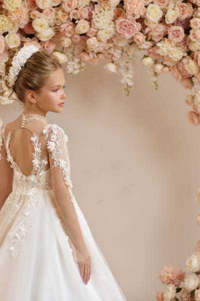 Elegant White Communion Dress | Pentelei Couture
