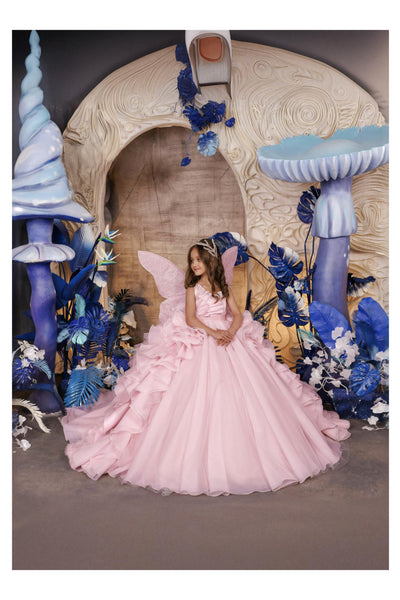 Rosabelle Couture Ruffle Gown - Elegant Pink Pageant & Special Event Dress