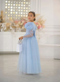 Celestina Azure Gown – Blue Tulle Couture Dress for Girls