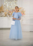Celestina Azure Gown – Blue Tulle Couture Dress for Girls