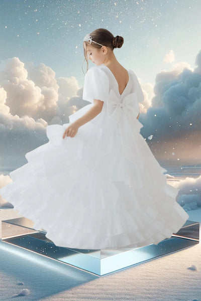 Celestielle Ruffle Couture Dress – Detachable Hi-Low Skirt | Girls’ Special Occasion Gown