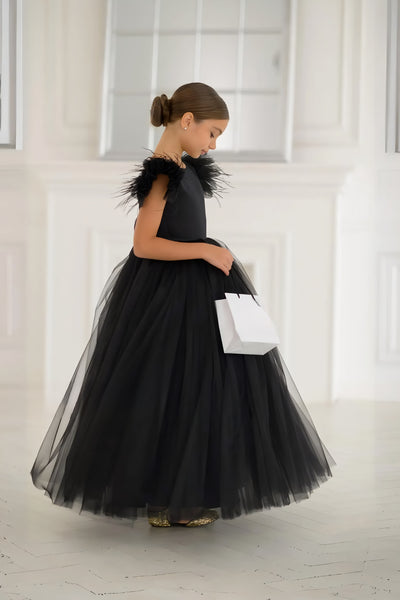 Valencia Noir Tulle Couture Gown – Girls Black Pageant & Special Occasion Dress