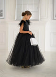 Valencia Noir Tulle Couture Gown – Girls Black Pageant & Special Occasion Dress