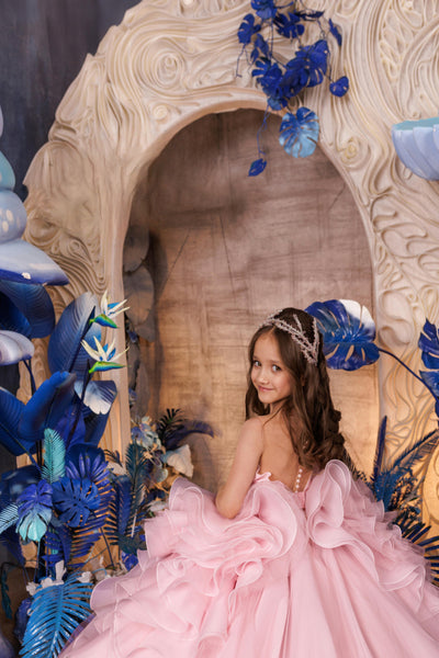 Rosabelle Couture Ruffle Gown - Elegant Pink Pageant & Special Event Dress