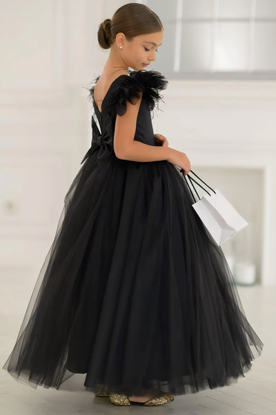Valencia Noir Tulle Couture Gown – Girls Black Pageant & Special Occasion Dress
