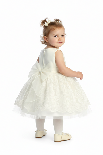 Elara Pearl Lace Christening Dress 6–24M