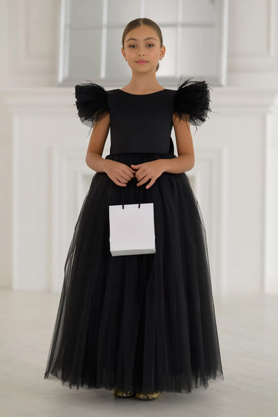 Valencia Noir Tulle Couture Gown – Girls Black Pageant & Special Occasion Dress
