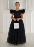 Valencia Noir Tulle Couture Gown – Girls Black Pageant & Special Occasion Dress