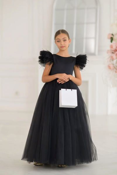 Valencia Noir Tulle Couture Gown – Girls Black Pageant & Special Occasion Dress
