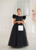 Valencia Noir Tulle Couture Gown – Girls Black Pageant & Special Occasion Dress