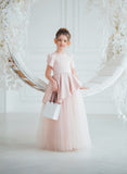 Vespera Peplum Blush Gown | Girls Tulle Special Occasion Dress