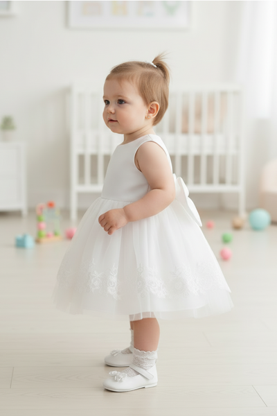 Baby Lace Party Dress – Everly Pearl White 6-24M
