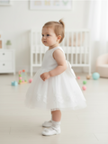 Baby Lace Party Dress – Everly Pearl White 6-24M