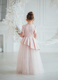 Vespera Peplum Blush Gown | Girls Tulle Special Occasion Dress