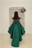 Emerald Couture High Low Pageant Gown with Train