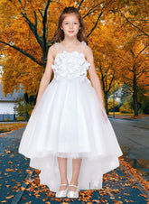 Harmony White Hi-Lo Flower Girl & Pageant Dress