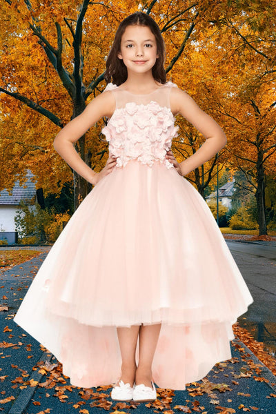 Harmony White Hi-Lo Flower Girl & Pageant Dress