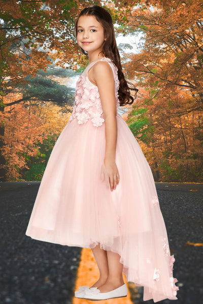 Harmony White Hi-Lo Flower Girl & Pageant Dress