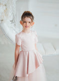 Vespera Peplum Blush Gown | Girls Tulle Special Occasion Dress