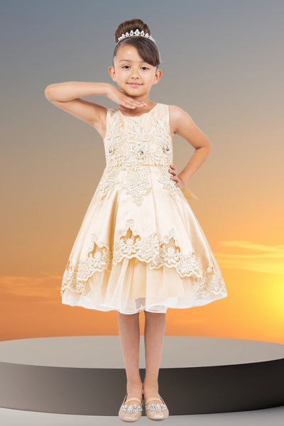 Alina Gold Satin Party Dress for Girls – Special Occasion
