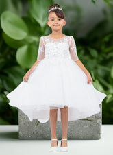 Celina Grace White Hi-Low Dress for Communion or Parties