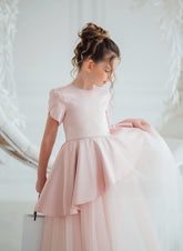 Vespera Peplum Blush Gown | Girls Tulle Special Occasion Dress