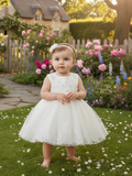 Baby Christening Lace Dress – Pearl Detail