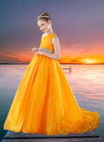 Brydealo Couture One-Shoulder Orange Pageant Dress